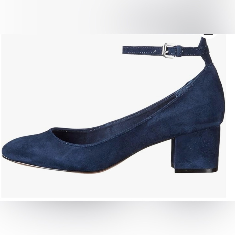 Steve Madden Navy Blue Suede Block Heel Ankle Strap Pumps, “Vassie” Size 7.5. - Picture 4 of 6